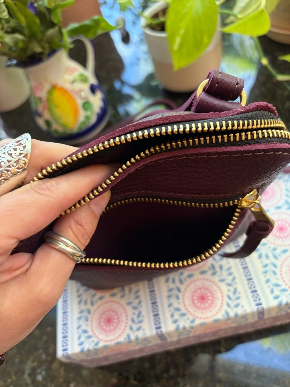 Portland Leather Plum Luna Crossbody
